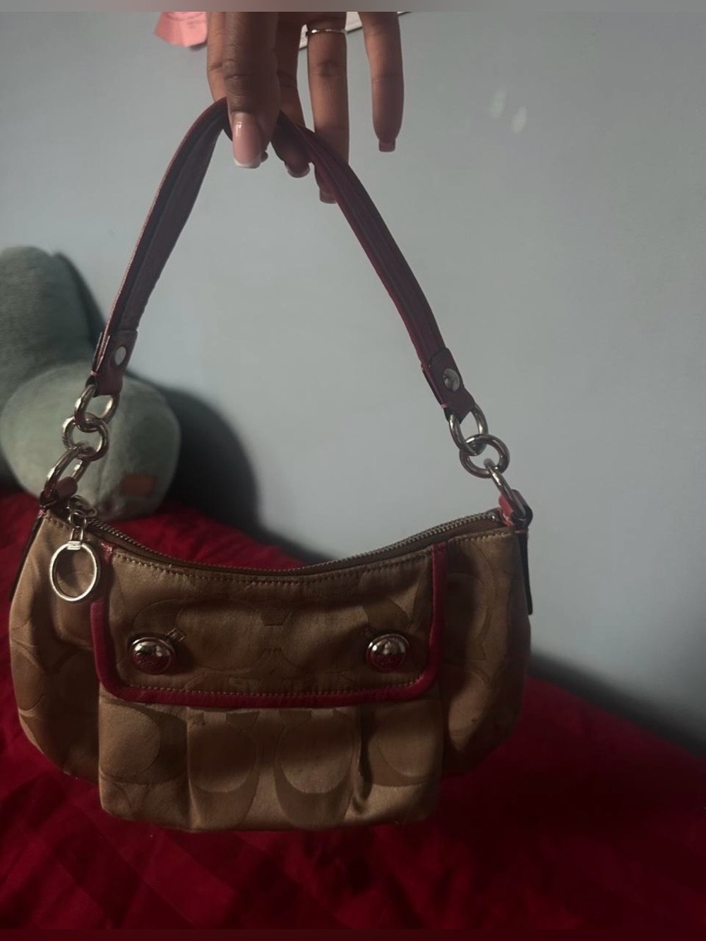 Cute Vintage Coach Poppy Signature Light Brown & Pink Handbag